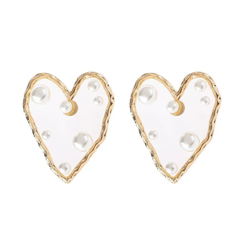 Pendientes de Corazón Geométrico Hueco en Oro para Mujer - Joyería de Amor, Regalos Elegantes